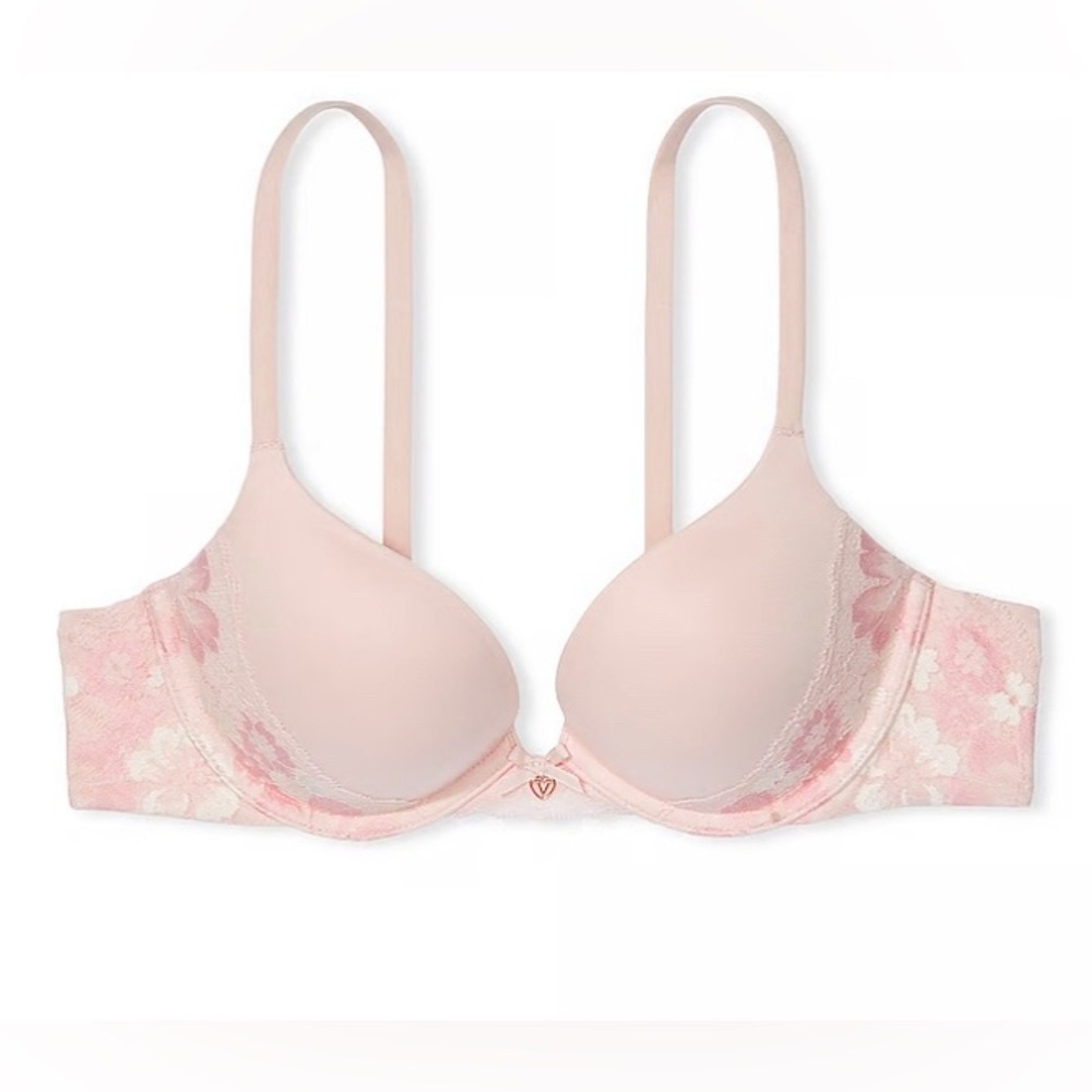 Victoria's Secret Body By Victoria Push-Up Bra 34B pink lace NWOT
